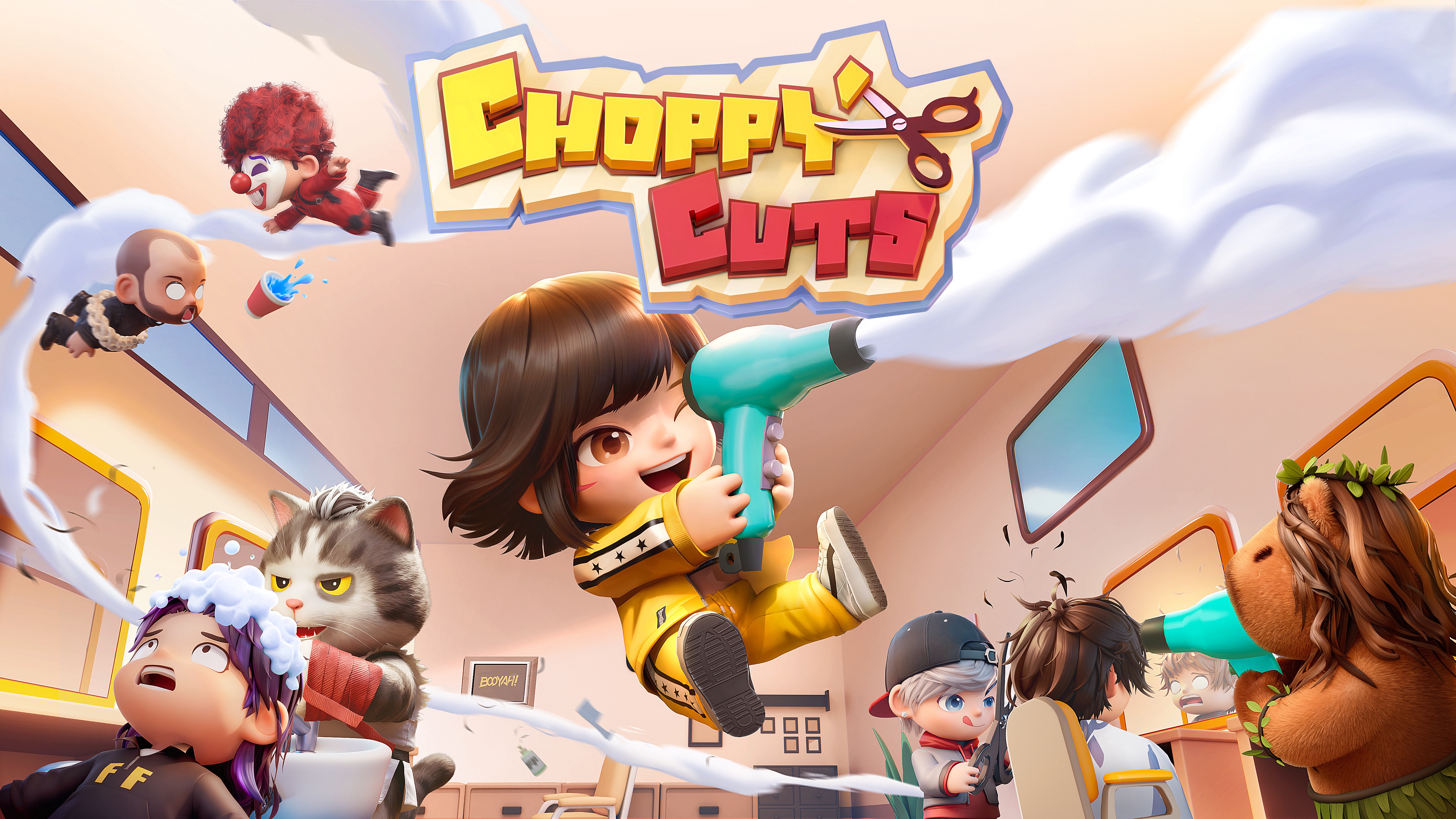 banner of Choppy Cuts arrives on Steam, opening the doors to a playful hairdressing co-op party