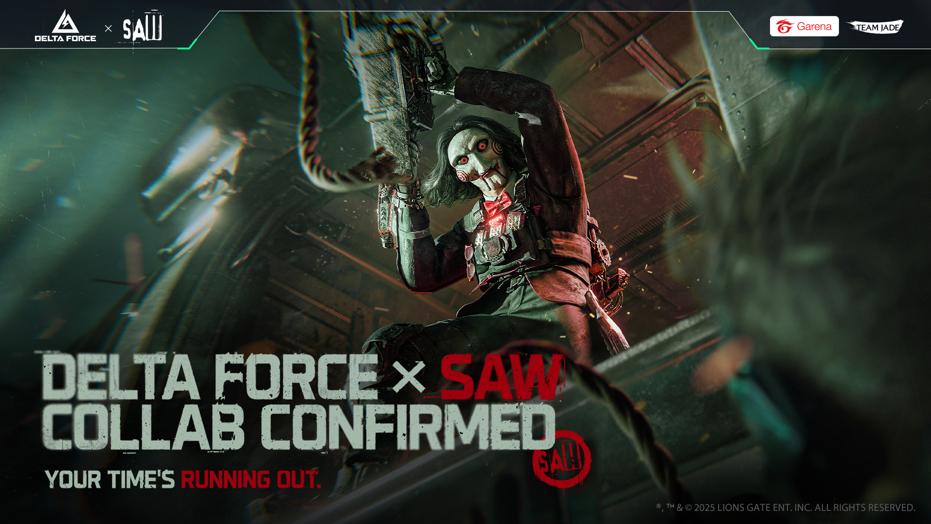 banner of Garena® Delta Force Launches Collab with Iconic Franchise SAW